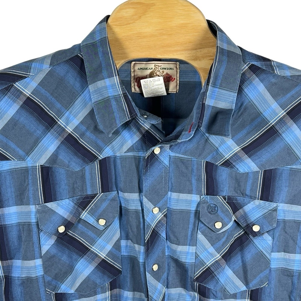Wrangler Western Vintage Men XXL Sawtooth Pearl Snap Plaid Long Sleeve Shirt
